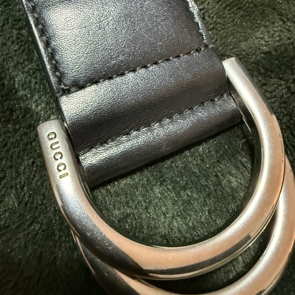 Gucci d ring belt black and grey. Leather and stainless. Like new. - Picture 1 of 8